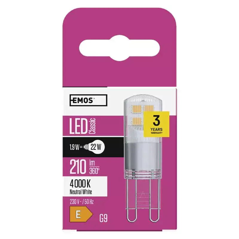 LED žiarovka Emos ZQ9527, G9, 1,9W, neutrálna biela