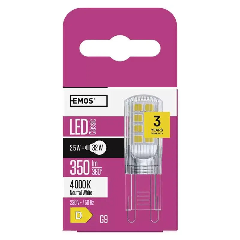 LED žiarovka Emos ZQ9536, G9, 2,5W, neutrálna biela