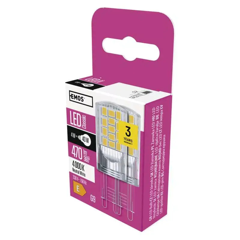 LED žiarovka Emos ZQ9545.2, G9, 4W, neutrálna biela, 2 ks