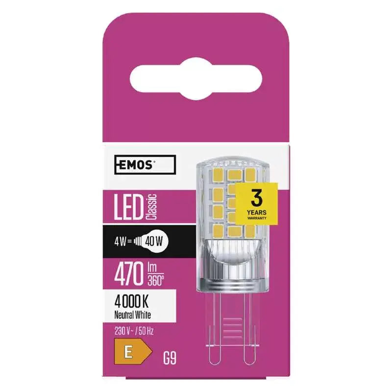 LED žiarovka Emos ZQ9545, G9, 4W, neutrálna biela