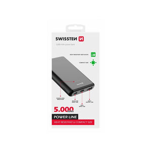 Mini powerbanka Swissten 5000mAh, 10W +kábel Typ C/C