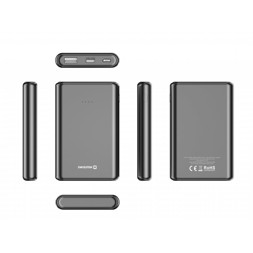 Mini powerbanka Swissten 5000mAh, 10W +kábel Typ C/C