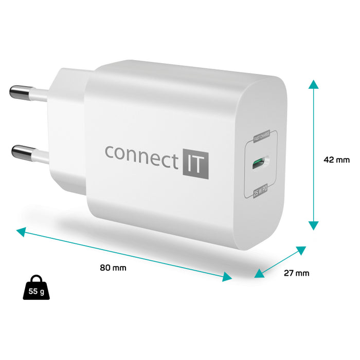 Nabíjačka Connect IT Voyager 2, 25W PD, 1xTyp C, biela