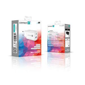 Nabíjačka Connect IT Wanderer 2, 33W PD, 1x Typ C+1x USB, biela