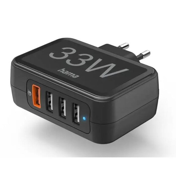 Hama rýchla sieťová USB nabíjačka 4x USB (1x QC), 33 W