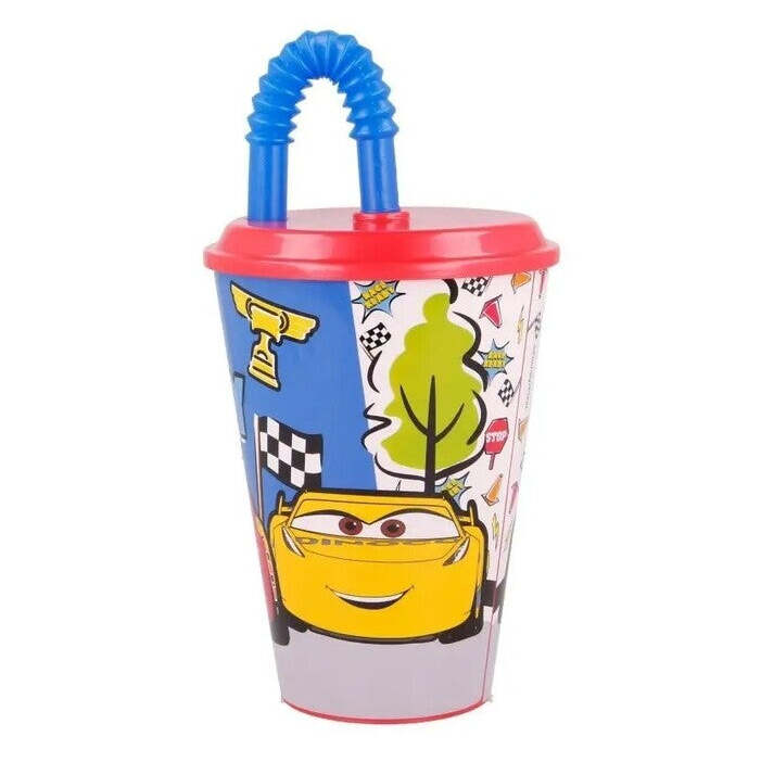 Plastový kelímok so slamkou Disney Autá, 430ml