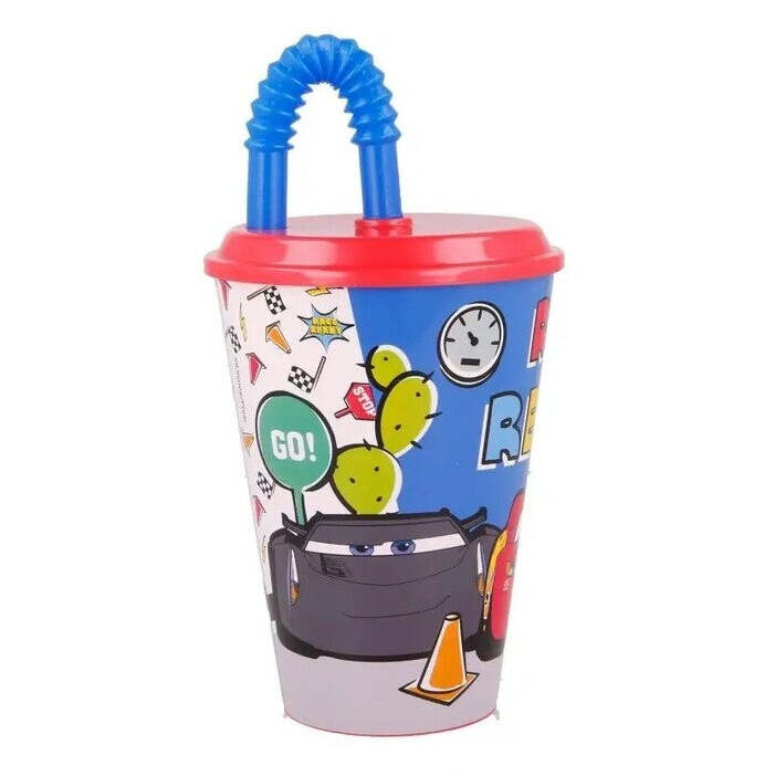 Plastový kelímok so slamkou Disney Autá, 430ml