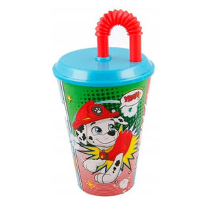 Plastový kelímok so slamkou Tlapková patrola, 430ml modrý
