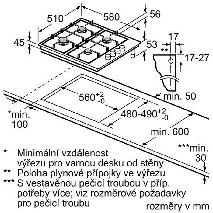 Plynová varná doska Bosch PBP 6B5B80