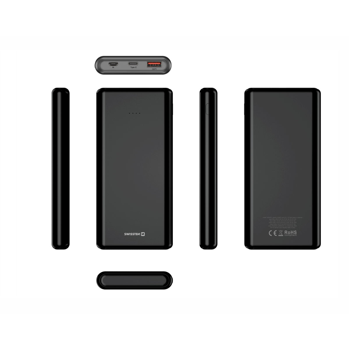 Powerbanka Swissten 10000mAh, PD+QC, 20W +kábel Typ C/C