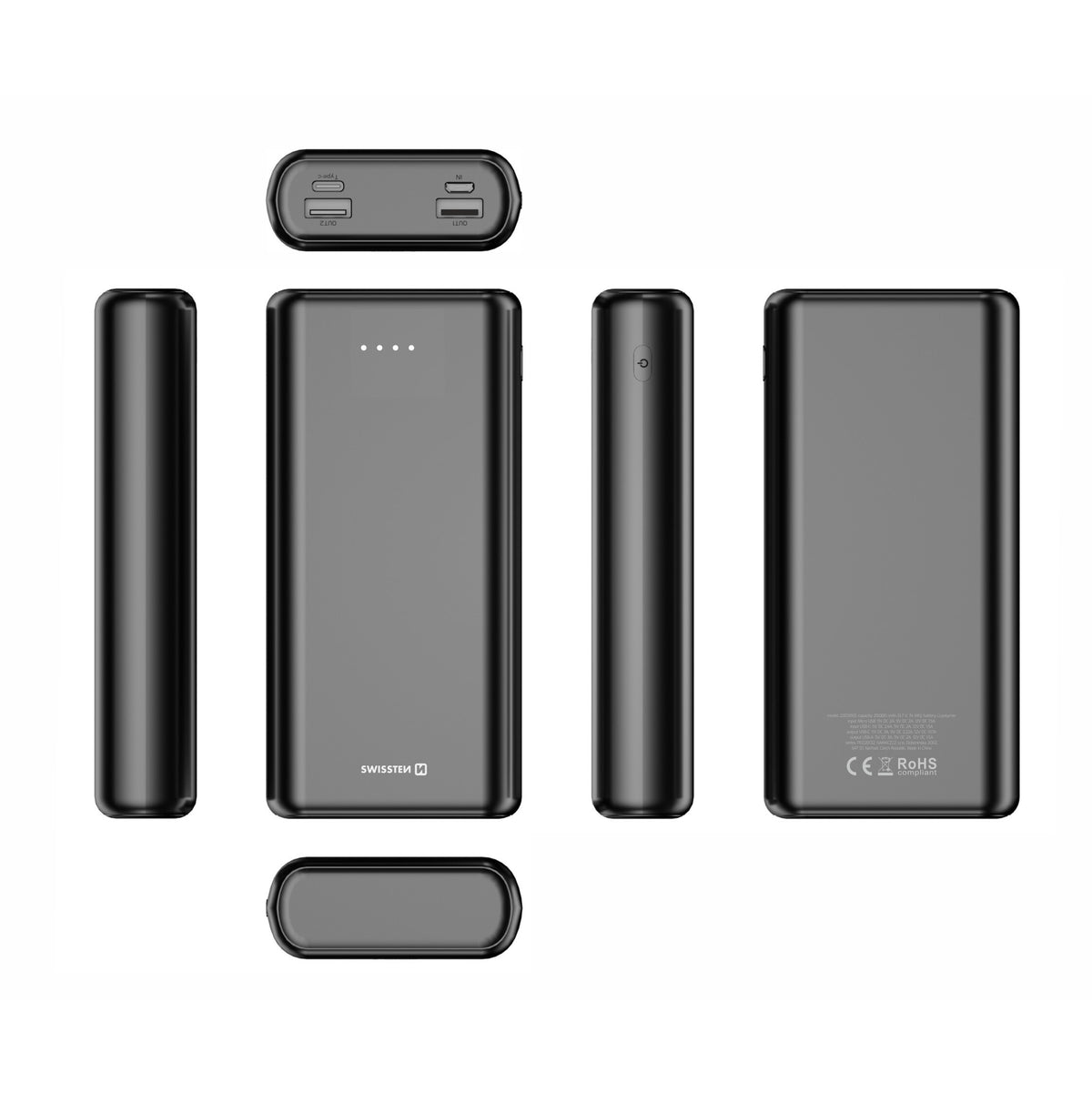Powerbanka Swissten 20000mAh, PD+QC, 20W +kábel Typ C/C