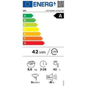 Práčka s predným plnením AEG LFR71862BC, 8 kg