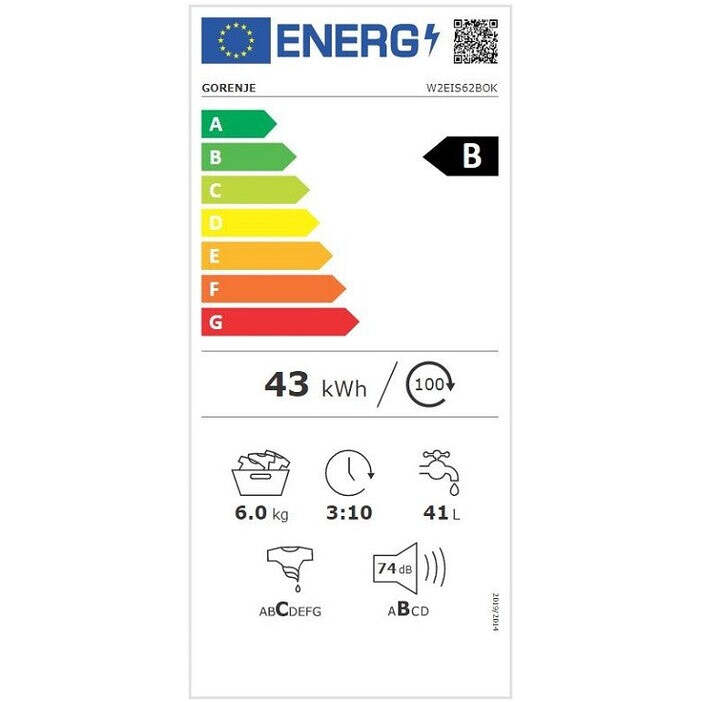 Práčka s predným plnením Gorenje W2EIS62BOK, B, 6 kg POUŽITÉ, NEOPOTREBOVANÝ TOVAR