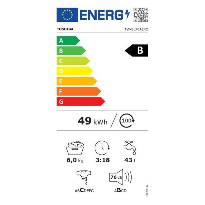 Práčka s předným plnením Toshiba TW-BL70A2CZ(WK) VADA VZHĽADU, OD