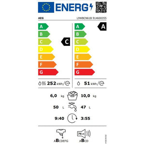Práčka so sušičkou AEG L9WBCN61B, 10/6kg