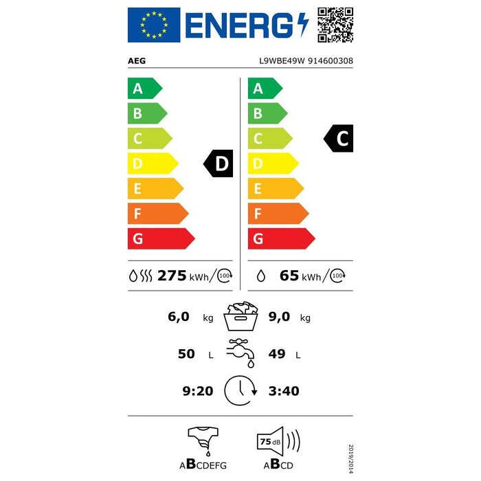 Práčka so sušičkou AEG L9WBE49W, A,9/6 Kg
