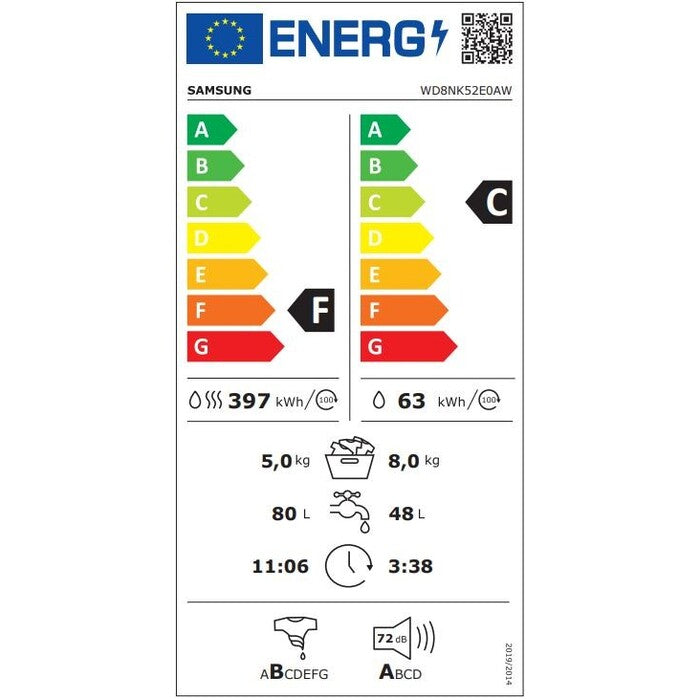 Práčka so sušičkou Samsung WD8NK52E0AW/LE, 8/5 kg