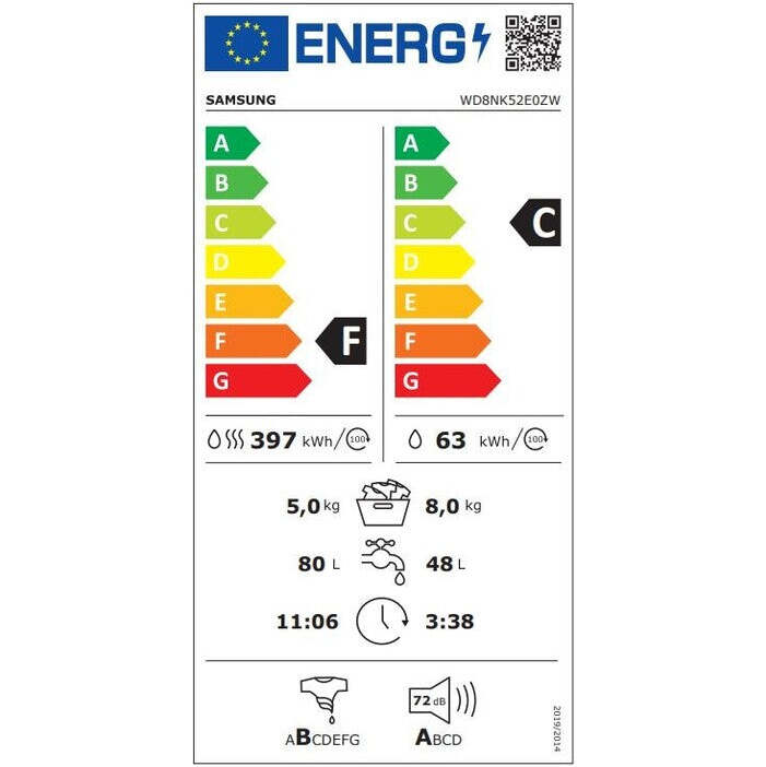 Práčka so sušičkou Samsung WD8NK52E0ZW/LE, 8/5 kg