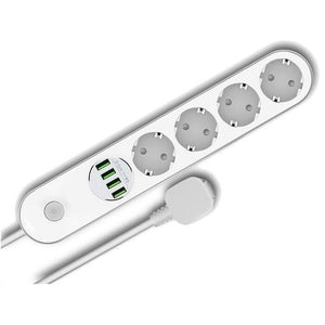 Predlžovací kábel colorway, 4xzásuvka, 4xUSB, 2m, biely