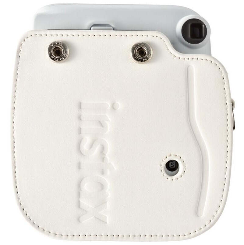 Puzdro pre fotoaparát Instax Mini 11, kožené, popruh, biela