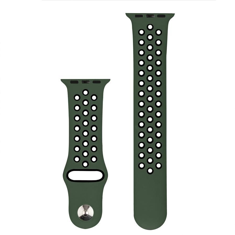 Remienok pre Apple Watch, silikónový, 42/44mm, olivovo/čierna