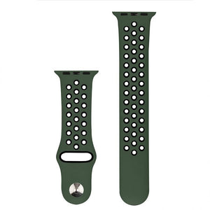 Remienok pre Apple Watch, silikónový, 42/44mm, olivovo/čierna