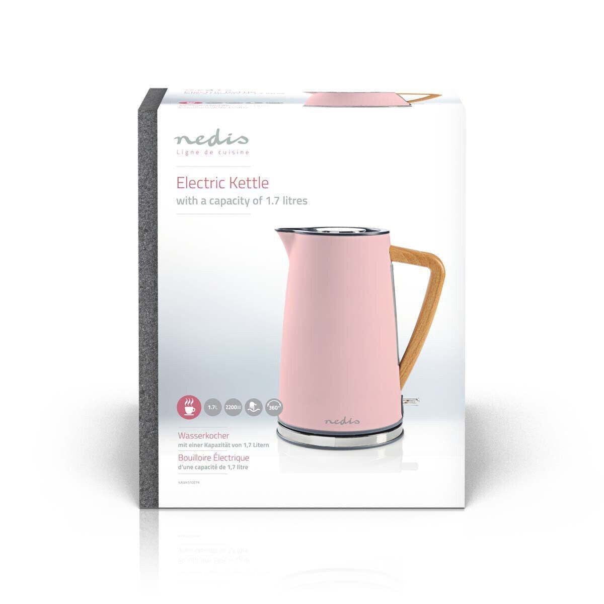 Rýchlovarná kanvica Nedis KAWK510EPK, ružová, 1,7l