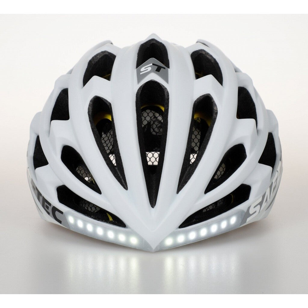 Smart helma SafeTec TYR 3, M, LED smerovka, bluetooth, biela