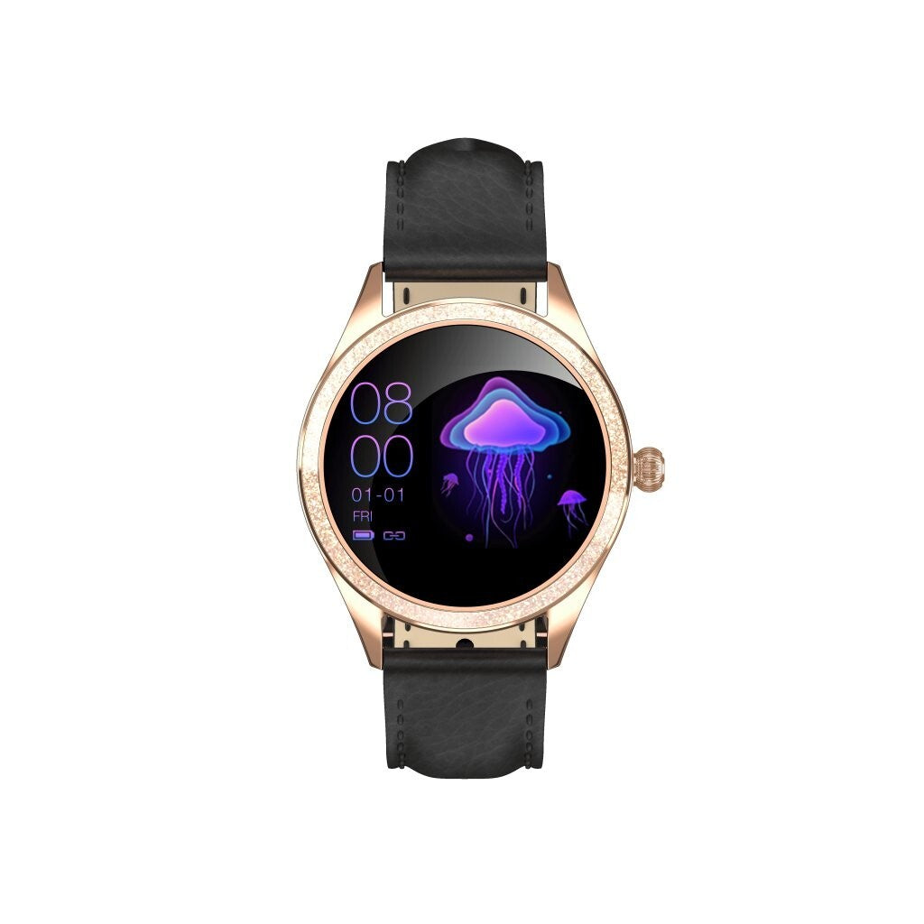 Smart hodinky ARMODD Candywatch Crystal 2, kožený rem, zlatá