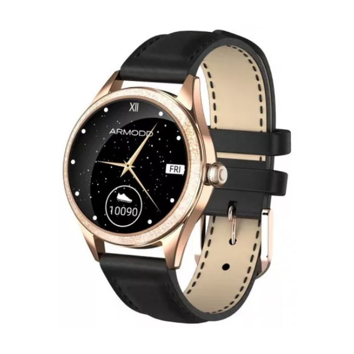 Smart hodinky ARMODD Candywatch Crystal 2, kožený rem, zlatá