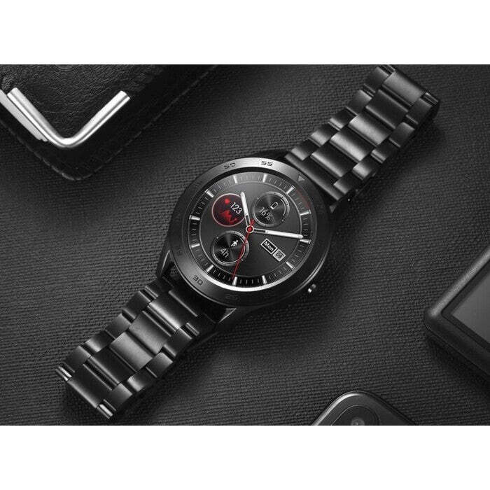 Smart hodinky Immax SW14 Plus, kožený + kovový remienok, čierna