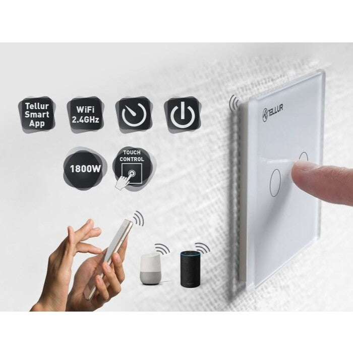 SMART spínač osvetlenia Tellur, 2xport, 1800 W, 10 A