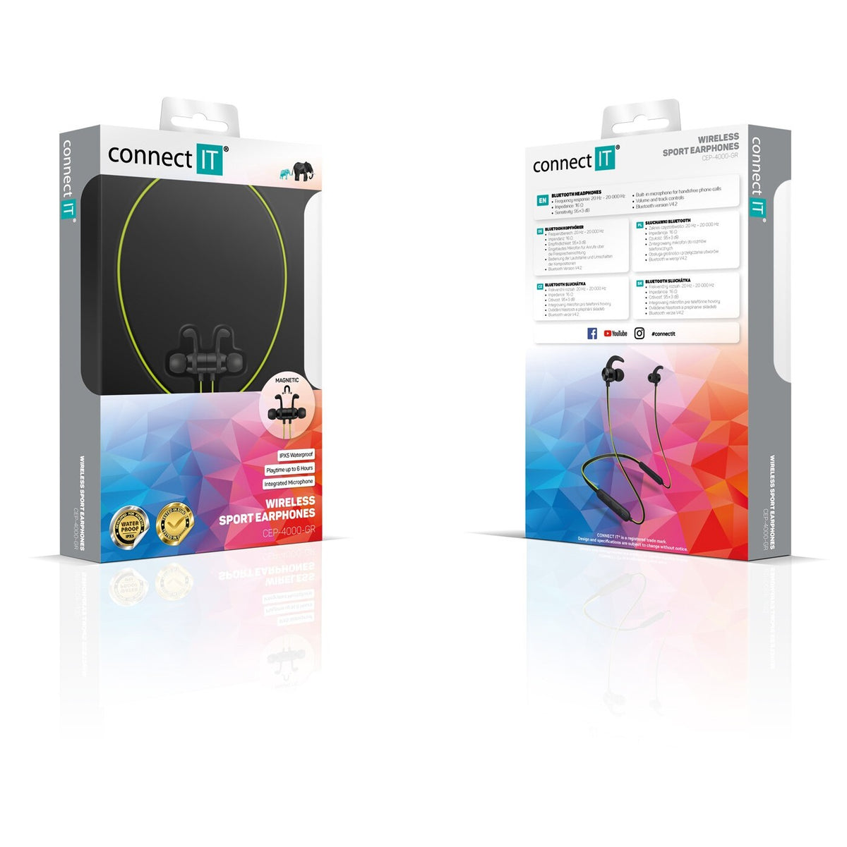 Športové bezdrôtové slúchadlá Connect IT CEP-4000-GR, zelená
