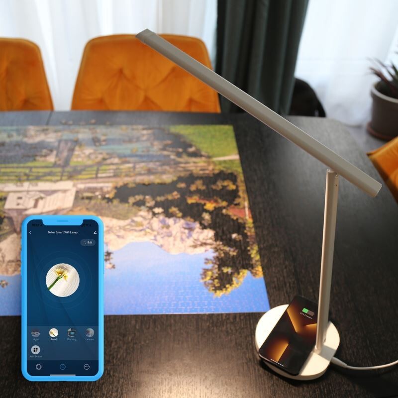 Stolná lampa Tellur Smart Light WiFi s nabíjaním, biela