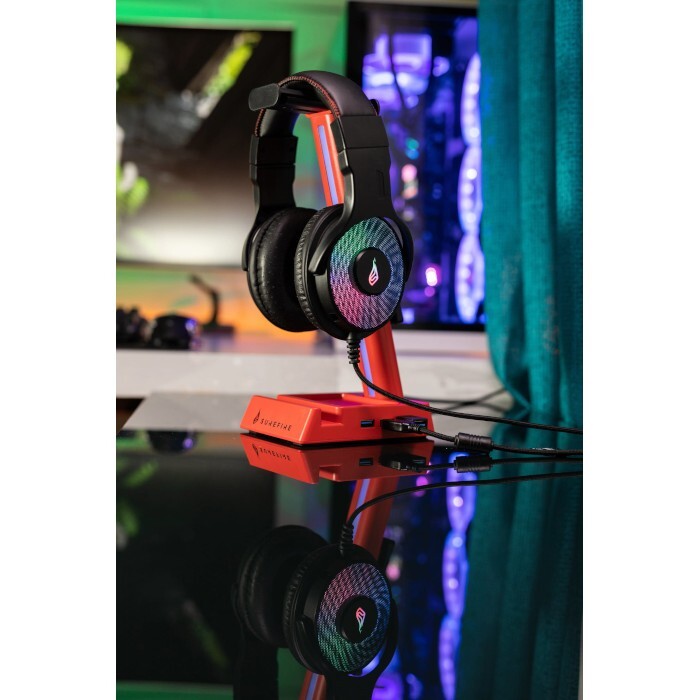 SUREFIRE Vinson N2 RGB herný držiak na slúchadlá s USB, červený