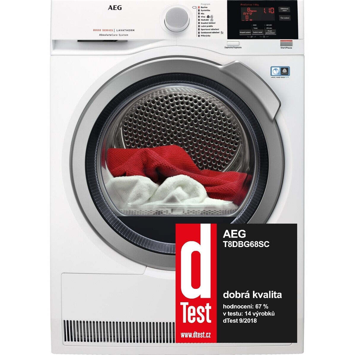 Sušička bielizne AEG AbsoluteCare T8DBG68SC, A+++, 8 kg