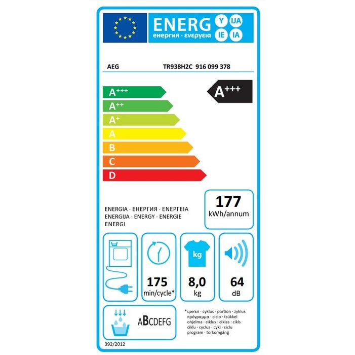 Sušička bielizne AEG AbsoluteCare TR938H2C, A+++, 8 kg