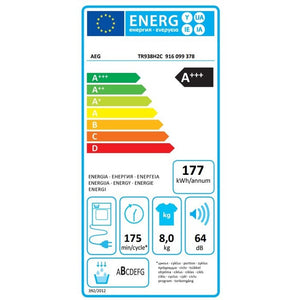 Sušička bielizne AEG AbsoluteCare TR938H2C, A+++, 8 kg