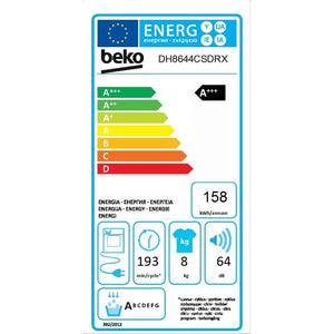 Sušička bielizne BEKO DH 8644 CS DRX, A+++, 8 kg