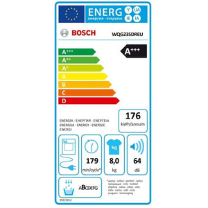 Sušička bielizne Bosch WQG235DREU, A+++, 8 kg