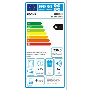 Sušička bielizne CANDY CS H8A2DE-S, A++, 8kg prádla