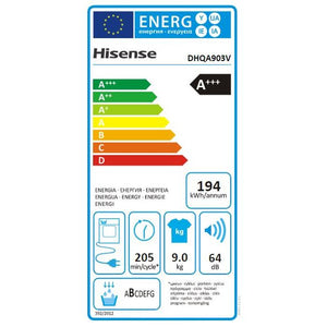 Sušička bielizne Hisense DHQA903V, A+++, 9kg