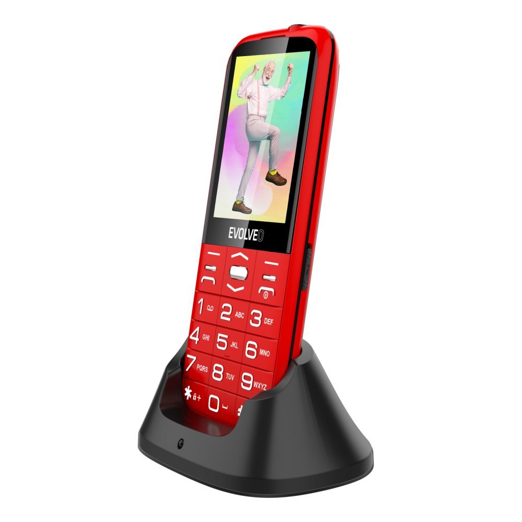 Tlačidlový telefón Evolveo EasyPhone XO, červená