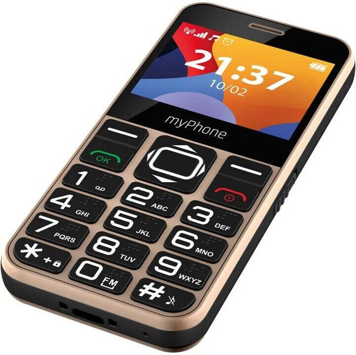 Tlačidlový telefón myPhone Halo 3 Senior, zlatá