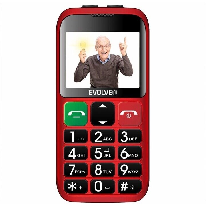 Tlačidlový telefón pre seniorov Evolveo EasyPhone EB, červená POU