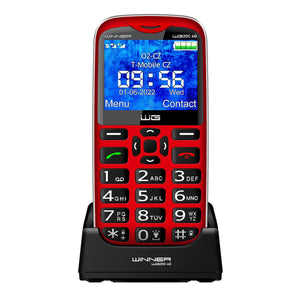Tlačidlový telefón Winner WG20C, 128 MB, červený