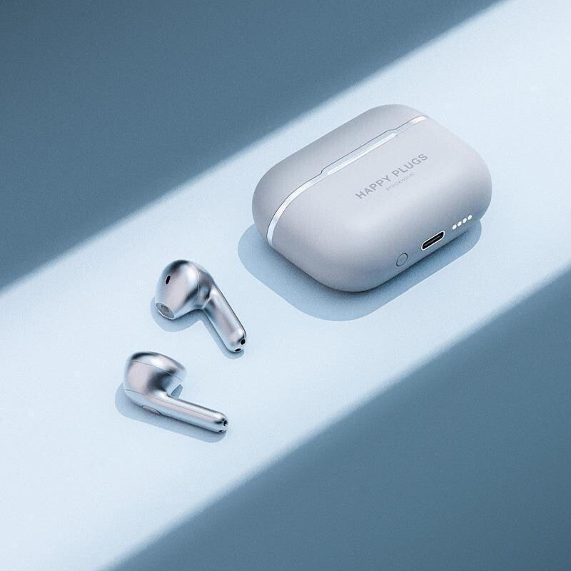 True Wireless slúchadlá Happy Plugs Hope, strieborná POŠKODENÝ OB
