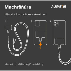 Univerzálna šnúrka Aligator na krk pre mobilné telefóny, červená