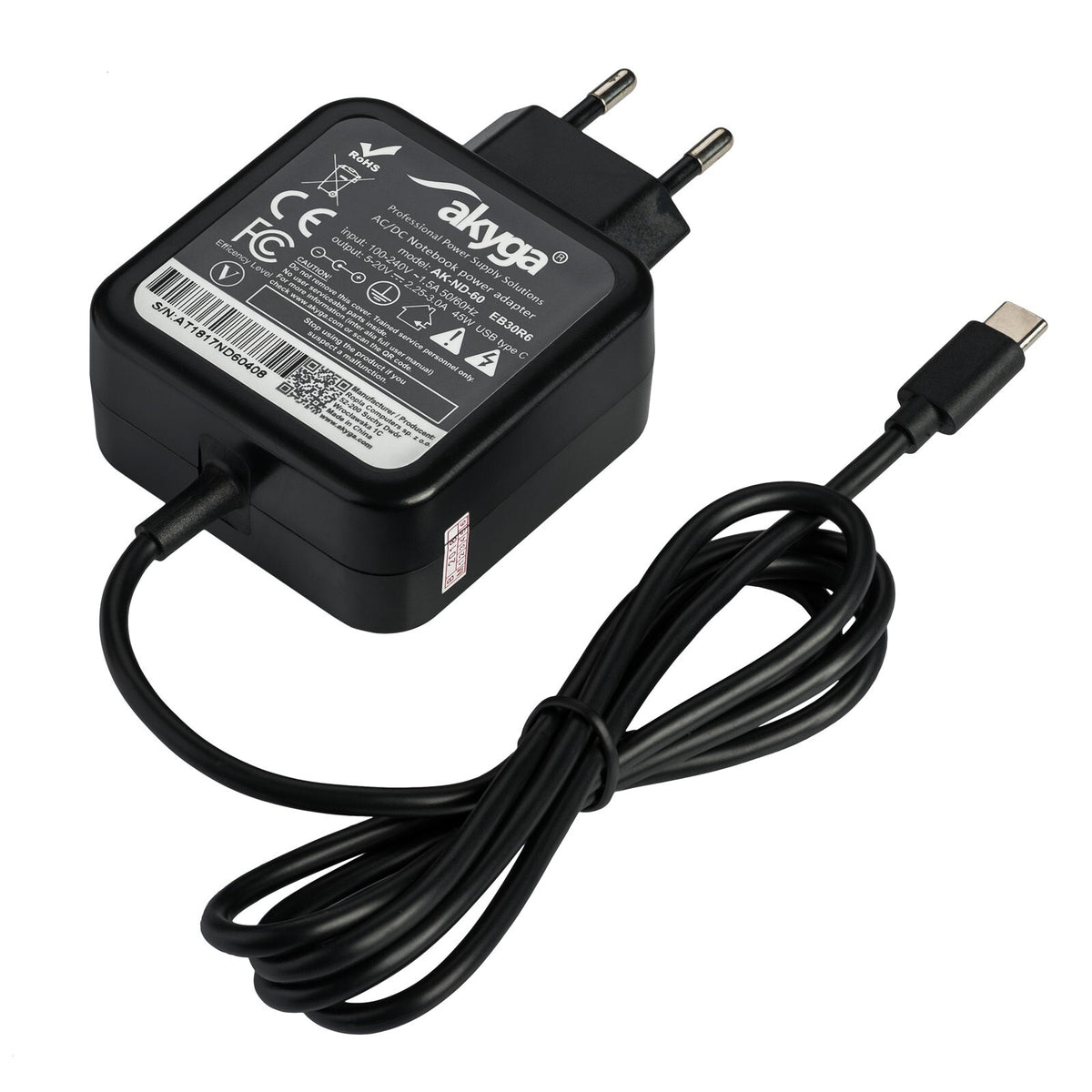 Univerzálny USB-C napájací adaptér 45W Akyga AK-ND-60