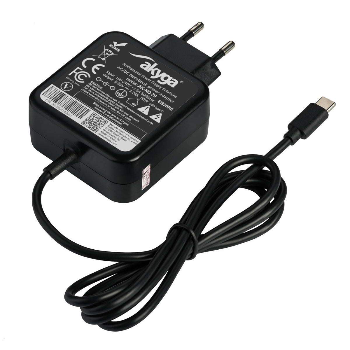 Univerzálny USB-C napájací adaptér 65W Akyga AK-ND-70